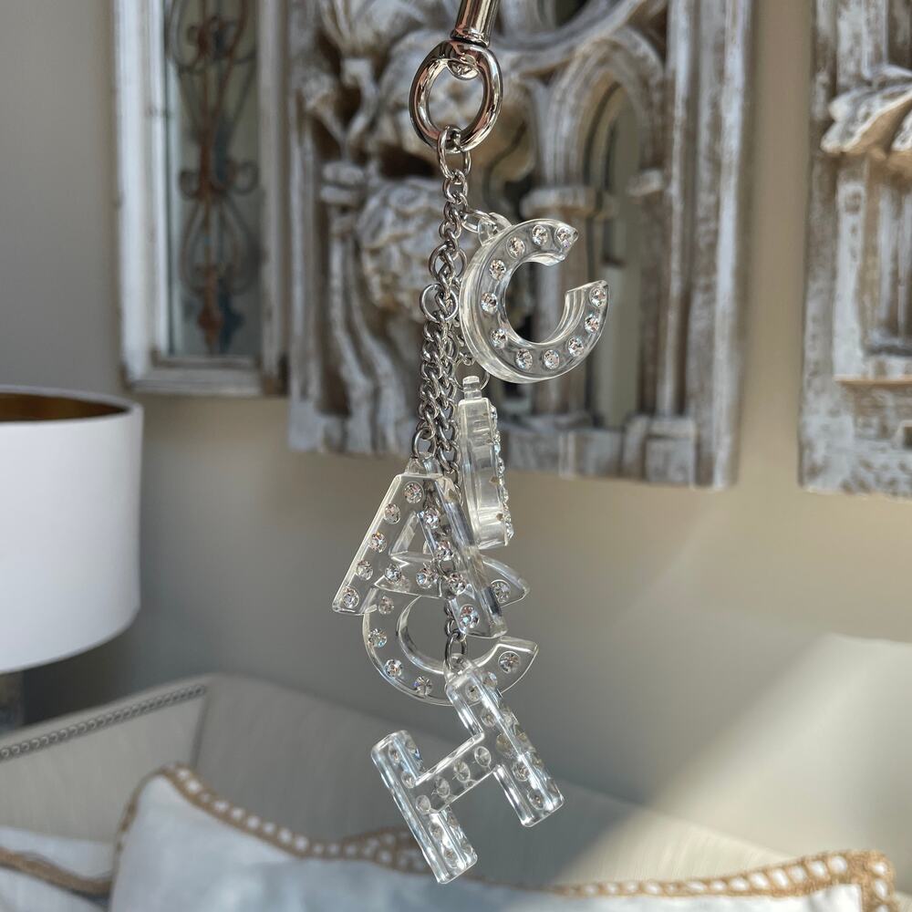 COACH Crystal Lucite Dangle Letter Bag Charm | Rare Y2K